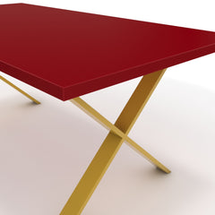 Étkezőasztal - Préma festett arany lábbal - Chilli piros, méret: 180x90