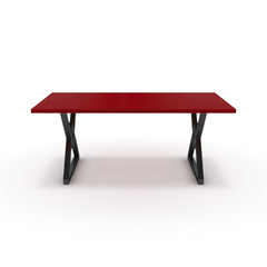 Étkezőasztal - Uttama fekete lábbal - Chilli piros, méret: 180x90
