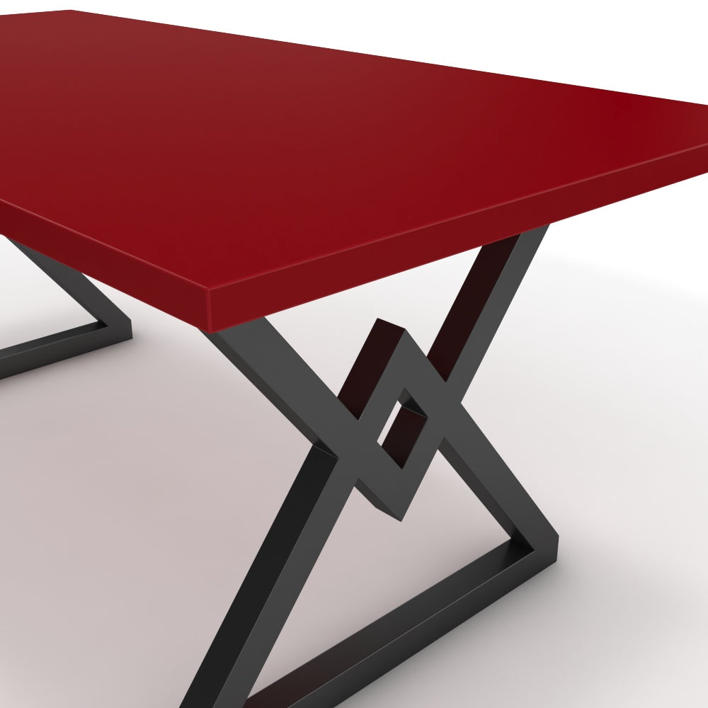 Étkezőasztal - Uttama fekete lábbal - Chilli piros, méret: 180x90