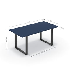 Étkezőasztal - Antara fekete lábbal - Tiroli kék, méret: 180x90