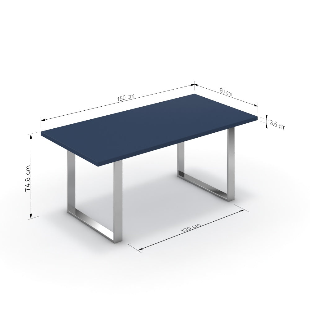 Étkezőasztal - Antara króm lábbal - Tiroli kék, méret: 180x90