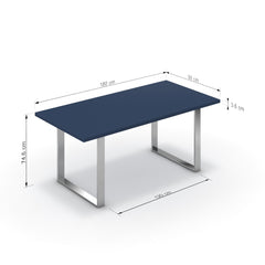 Étkezőasztal - Antara króm lábbal - Tiroli kék, méret: 180x90