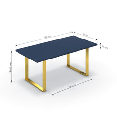 Étkezőasztal - Antara arany lábbal - Tiroli kék, méret: 180x90