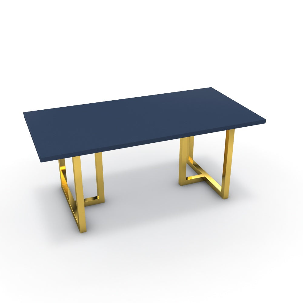 Étkezőasztal - Asara arany lábbal - Tiroli kék, méret: 180x90