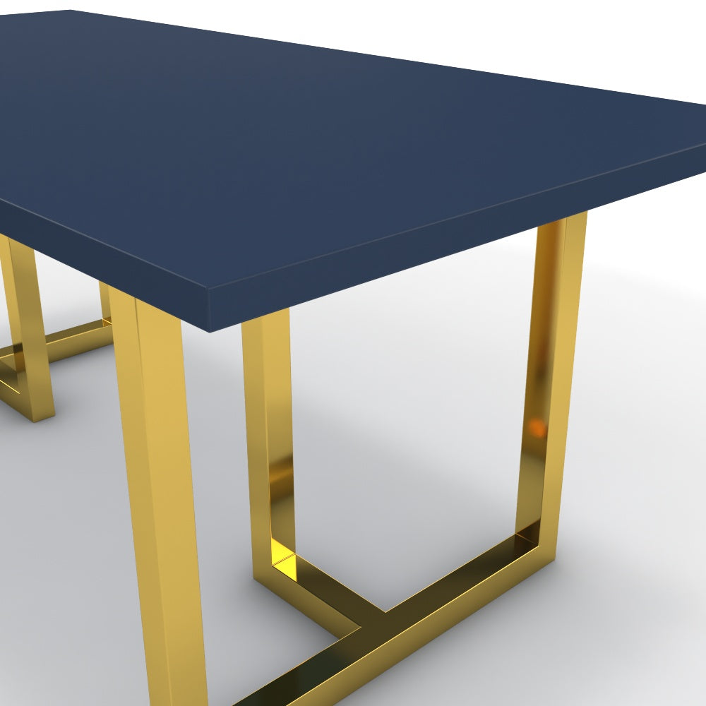 Étkezőasztal - Asara arany lábbal - Tiroli kék, méret: 180x90