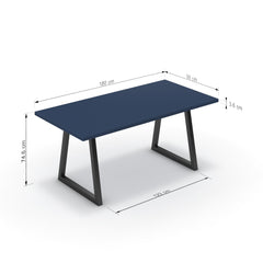 Étkezőasztal - Bala fekete lábbal - Tiroli kék, méret: 180x90