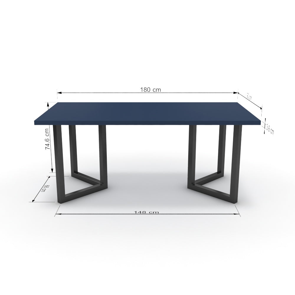 Étkezőasztal - Indra fekete lábbal - Tiroli kék, méret: 180x90