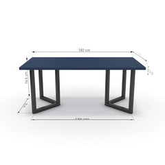 Étkezőasztal - Indra fekete lábbal - Tiroli kék, méret: 180x90