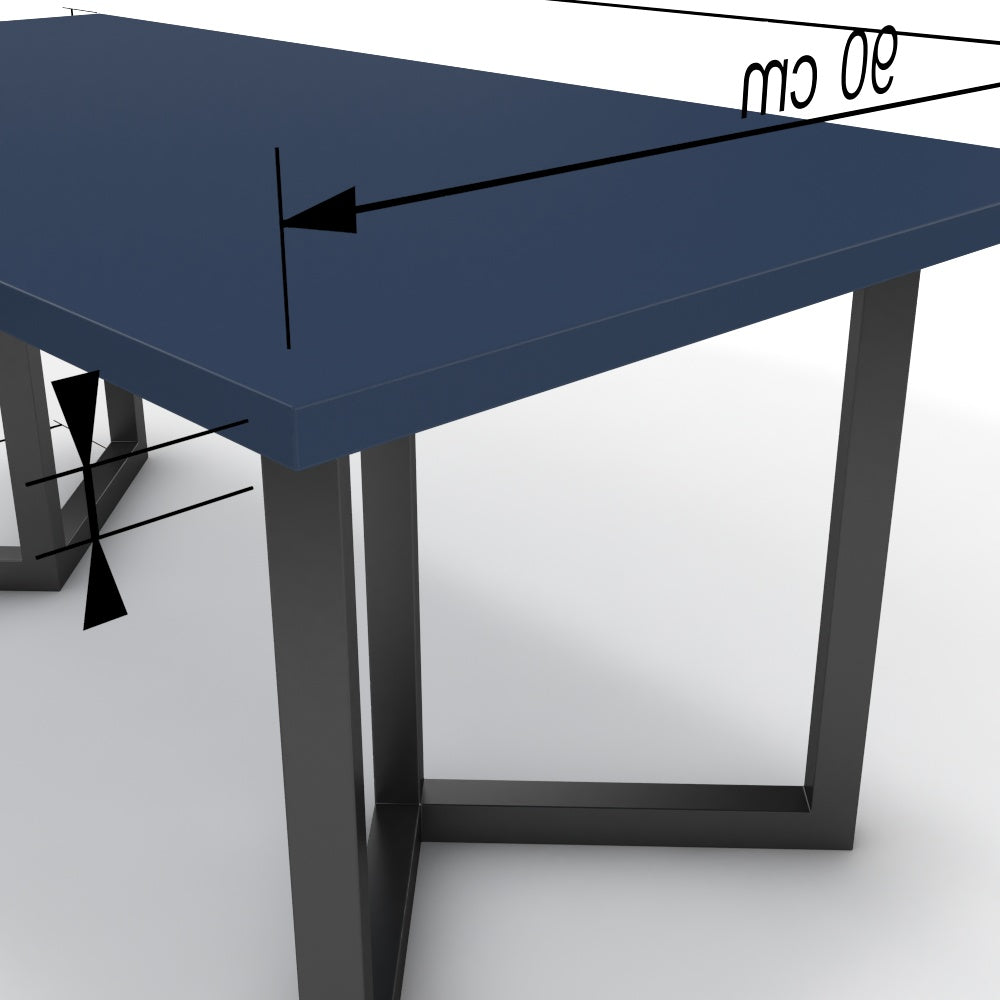 Étkezőasztal - Indra fekete lábbal - Tiroli kék, méret: 180x90