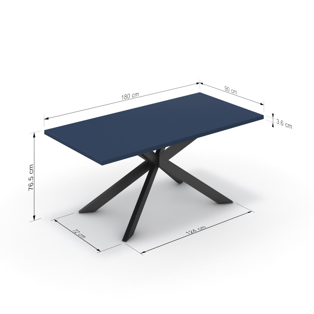 Étkezőasztal - Jama fekete lábbal - Tiroli kék, méret: 180x90