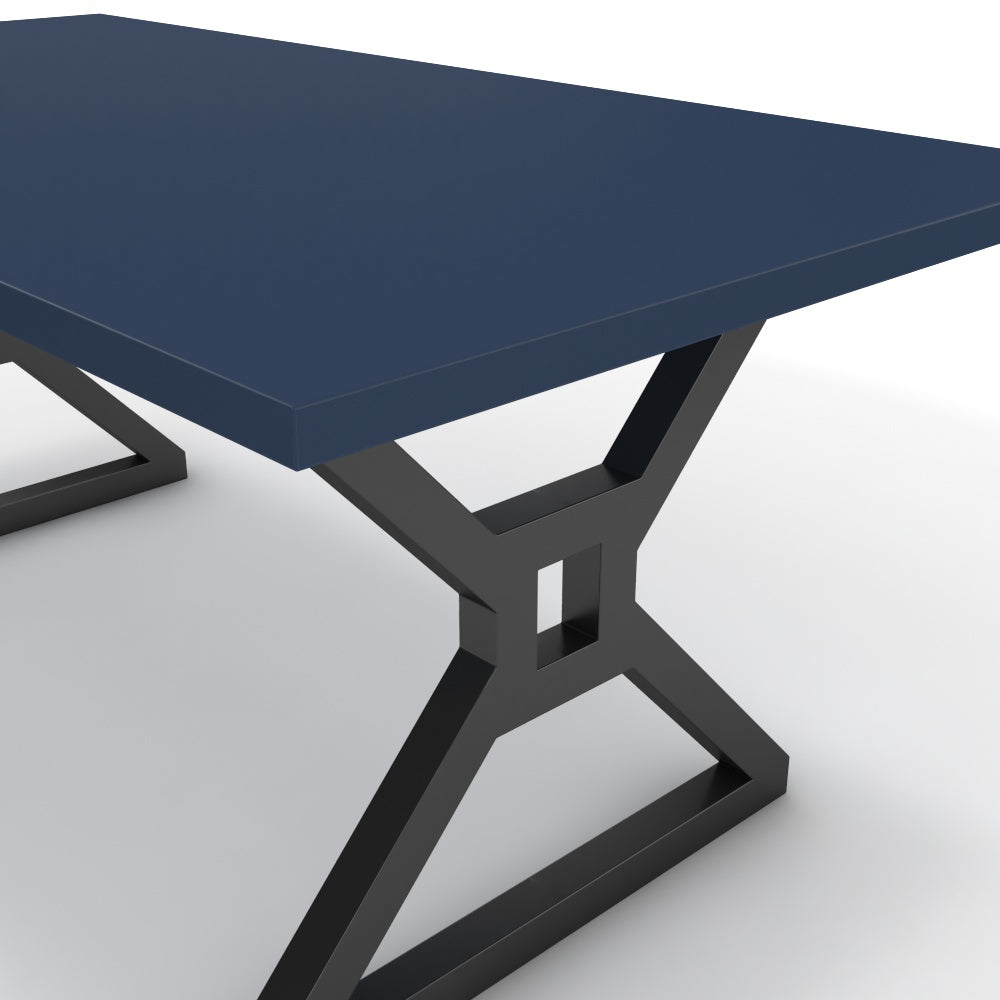 Étkezőasztal - Mandira fekete lábbal - Tiroli kék, méret: 180x90