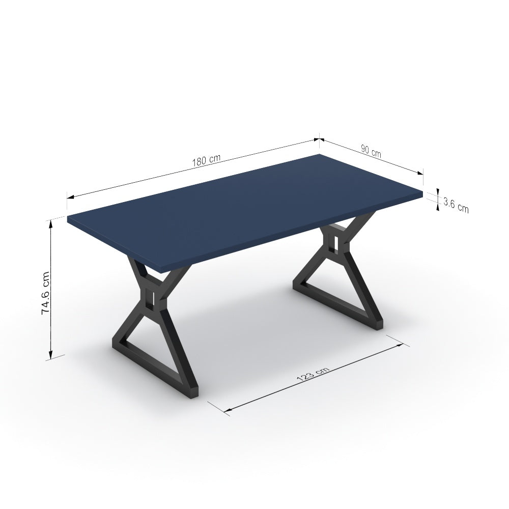 Étkezőasztal - Mandira fekete lábbal - Tiroli kék, méret: 180x90
