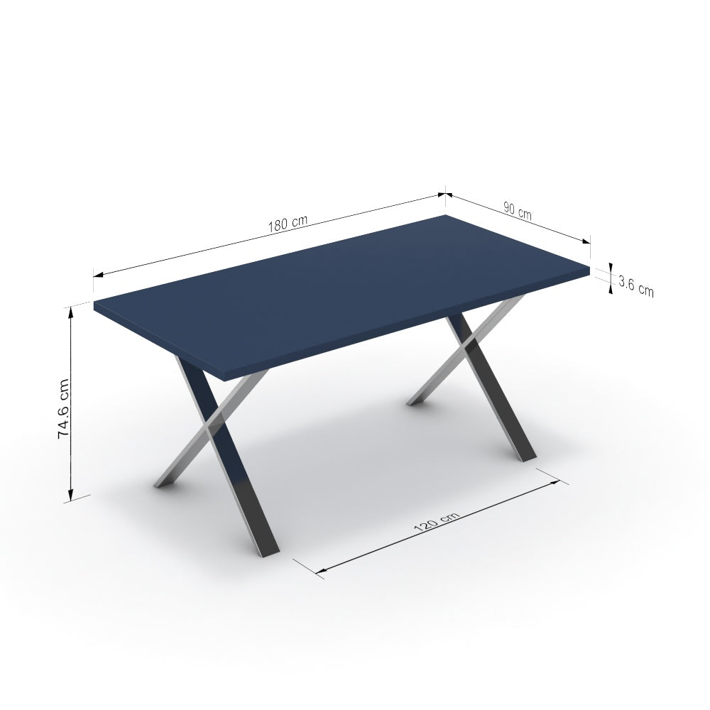 Étkezőasztal - Préma króm lábbal - Tiroli kék, méret: 180x90