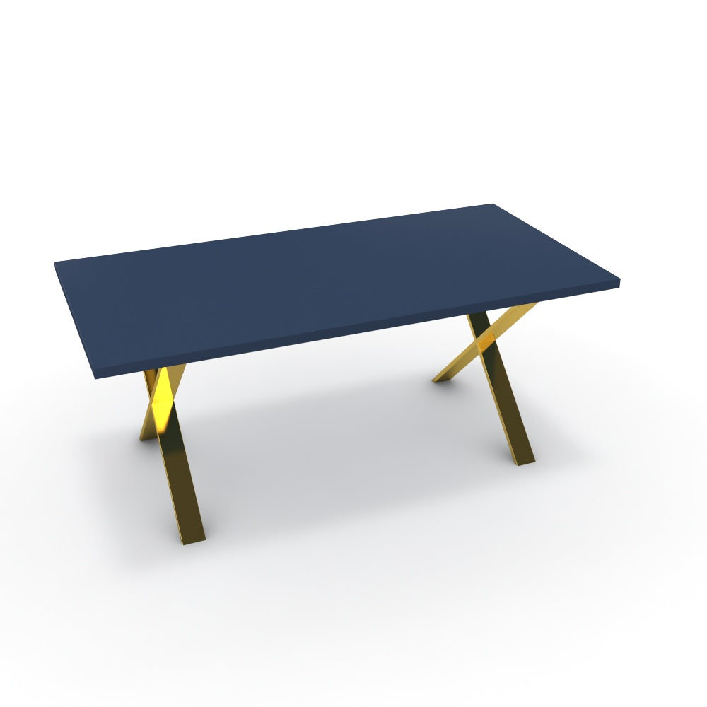 Étkezőasztal - Préma arany lábbal - Tiroli kék, méret: 180x90