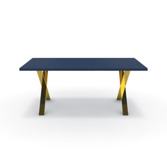 Étkezőasztal - Préma arany lábbal - Tiroli kék, méret: 180x90