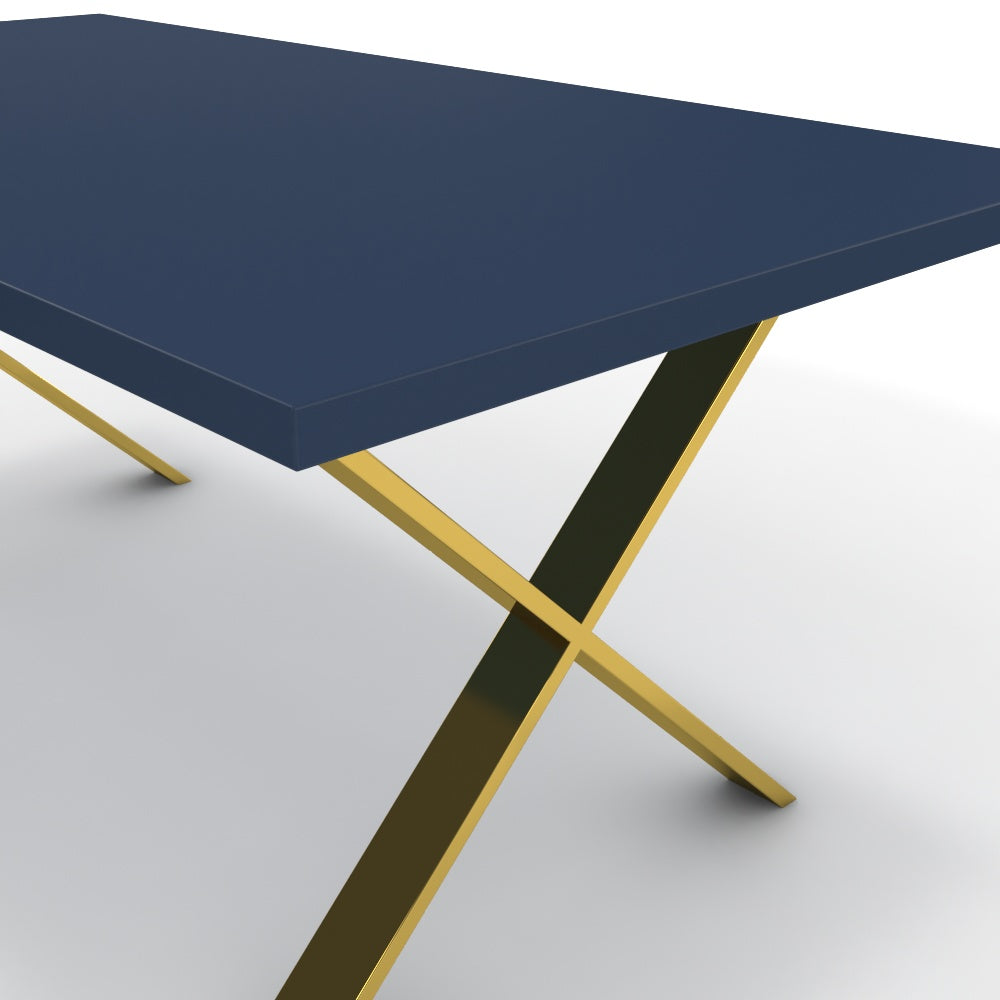 Étkezőasztal - Préma arany lábbal - Tiroli kék, méret: 180x90