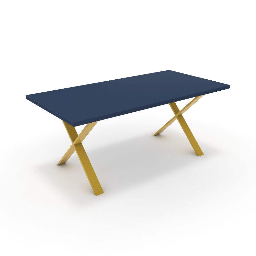 Étkezőasztal - Préma festett arany lábbal - Tiroli kék, méret: 180x90