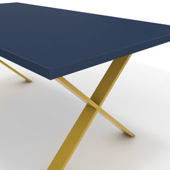 Étkezőasztal - Préma festett arany lábbal - Tiroli kék, méret: 180x90