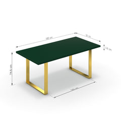 Étkezőasztal - Antara arany lábbal - Forest zöld, méret: 180x90