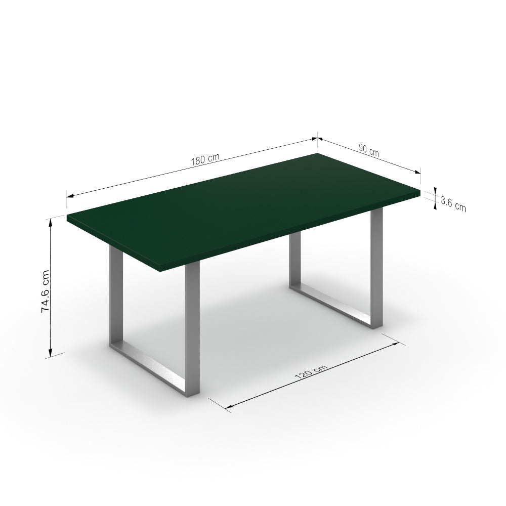 Étkezőasztal - Antara festett ezüst lábbal - Forest zöld, méret: 180x90