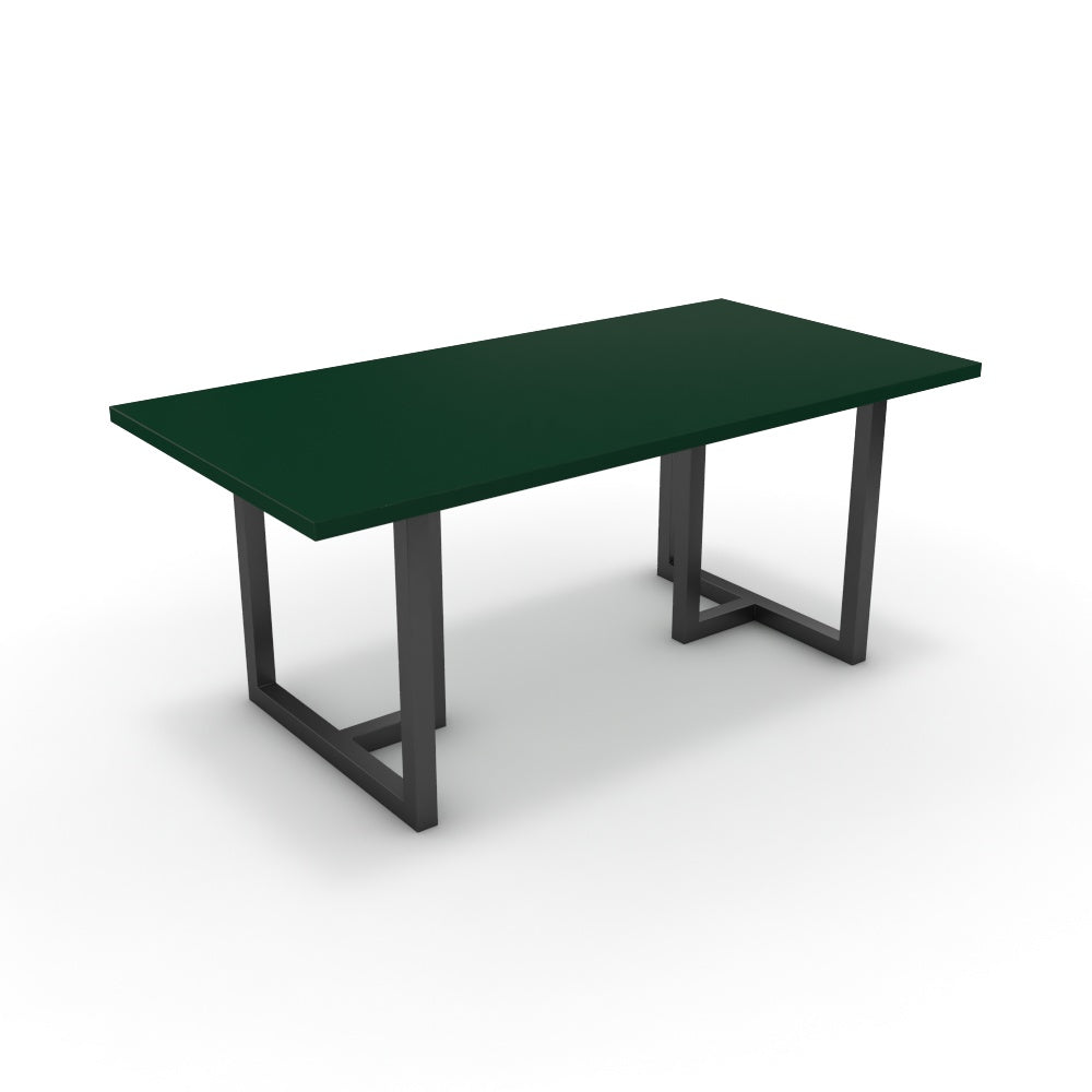 Étkezőasztal - Asara fekete lábbal - Forest zöld, méret: 180x90