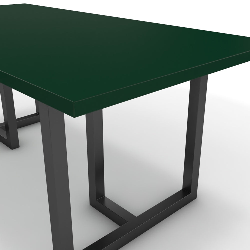 Étkezőasztal - Asara fekete lábbal - Forest zöld, méret: 180x90