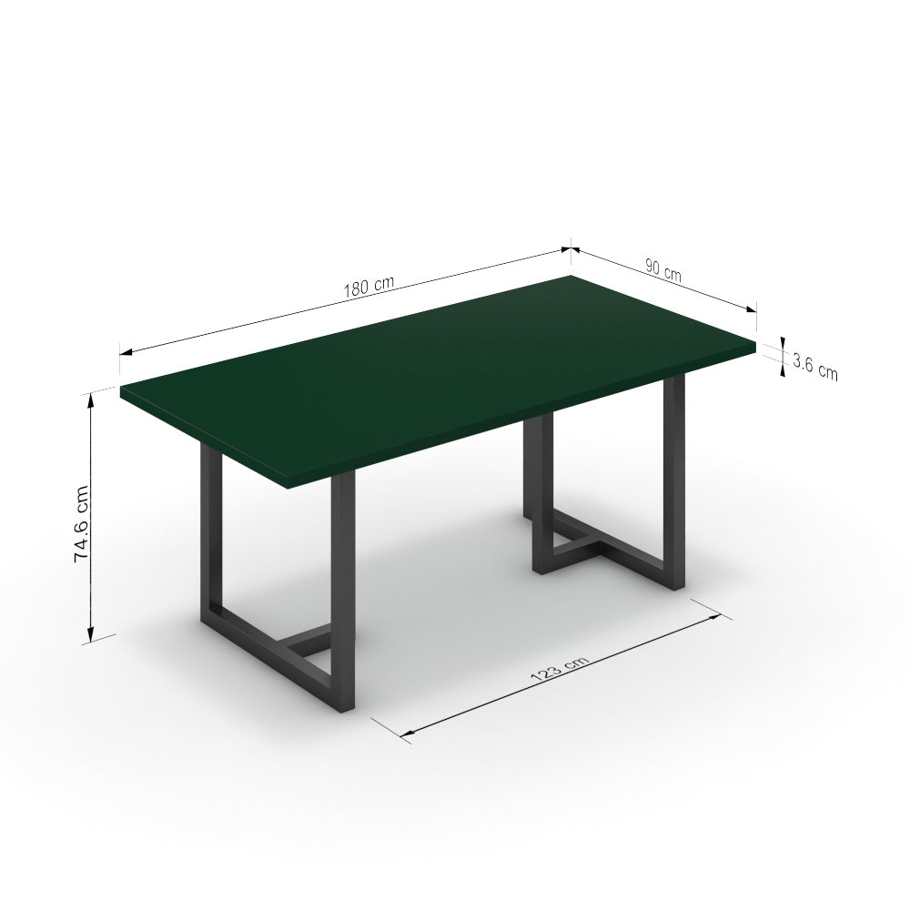 Étkezőasztal - Asara fekete lábbal - Forest zöld, méret: 180x90