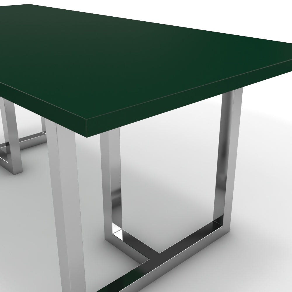 Étkezőasztal - Asara króm lábbal - Forest zöld, méret: 180x90