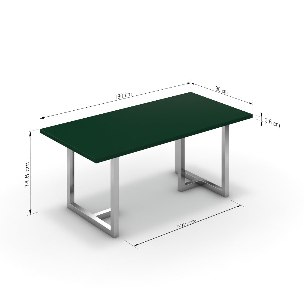Étkezőasztal - Asara króm lábbal - Forest zöld, méret: 180x90
