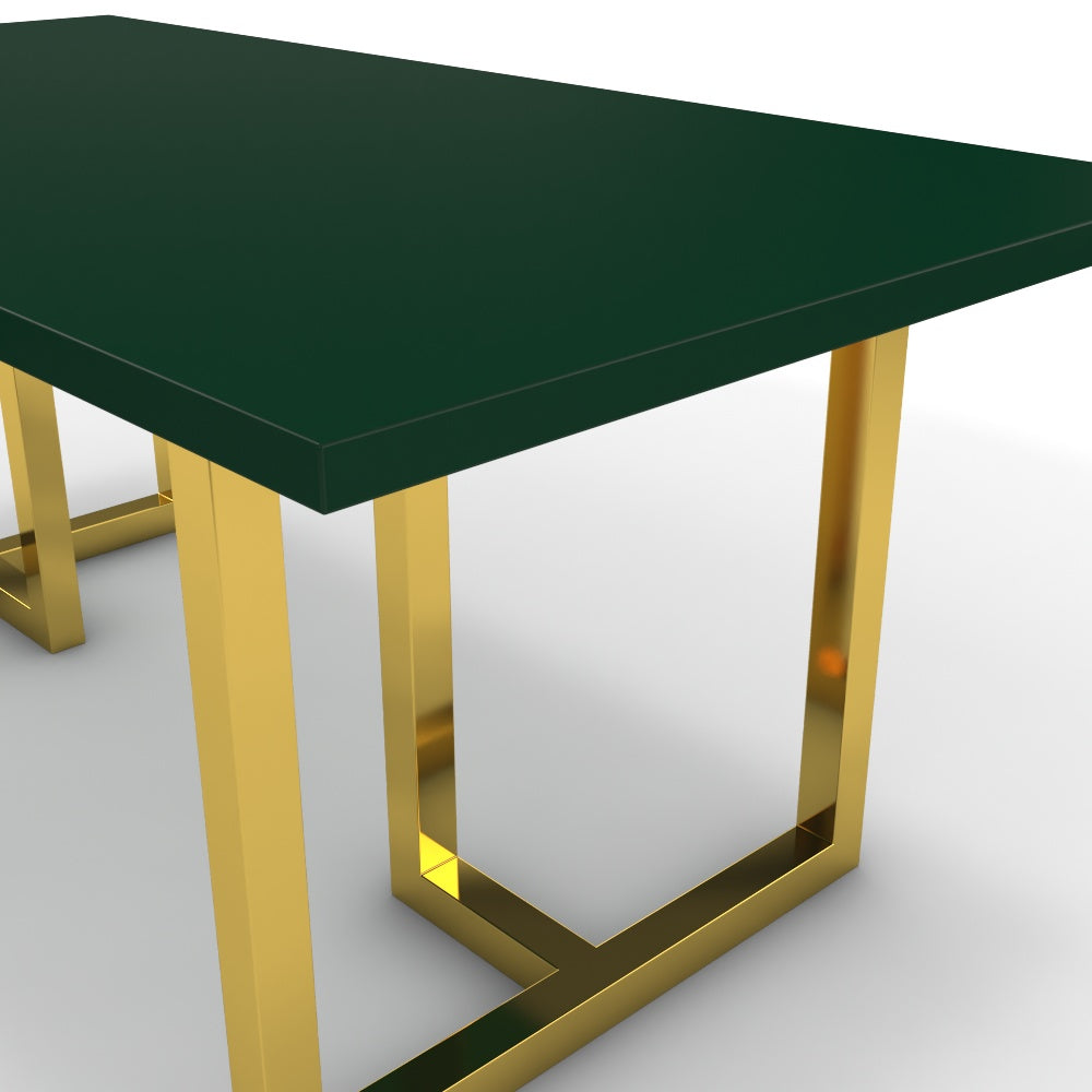 Étkezőasztal - Asara arany lábbal - Forest zöld, méret: 180x90