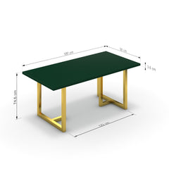 Étkezőasztal - Asara arany lábbal - Forest zöld, méret: 180x90