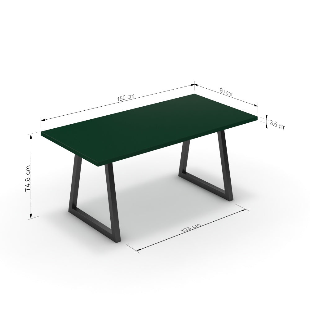 Étkezőasztal - Bala fekete lábbal - Forest zöld, méret: 180x90