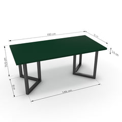 Étkezőasztal - Indra fekete lábbal - Forest zöld, méret: 180x90