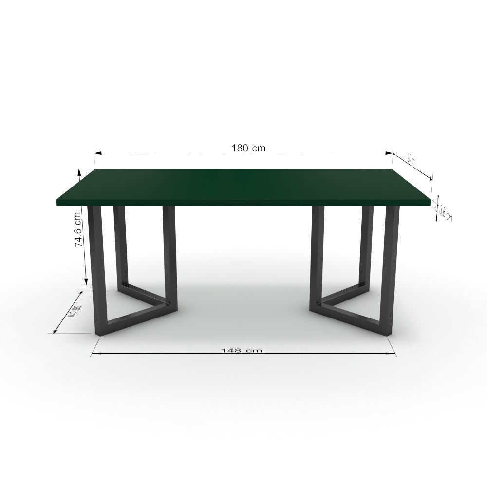 Étkezőasztal - Indra fekete lábbal - Forest zöld, méret: 180x90