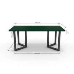 Étkezőasztal - Indra fekete lábbal - Forest zöld, méret: 180x90