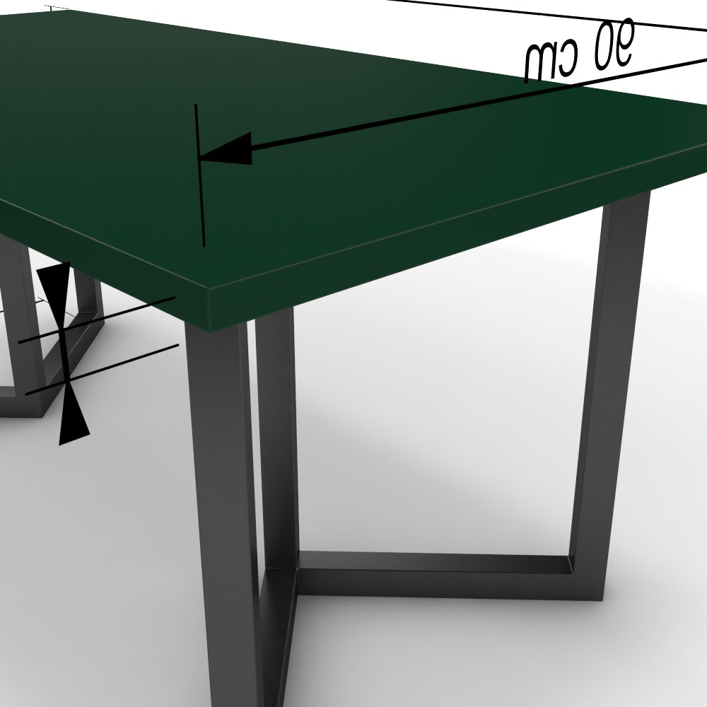 Étkezőasztal - Indra fekete lábbal - Forest zöld, méret: 180x90