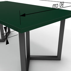 Étkezőasztal - Indra fekete lábbal - Forest zöld, méret: 180x90