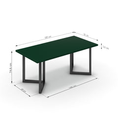 Étkezőasztal - Indra fekete lábbal - Forest zöld, méret: 180x90