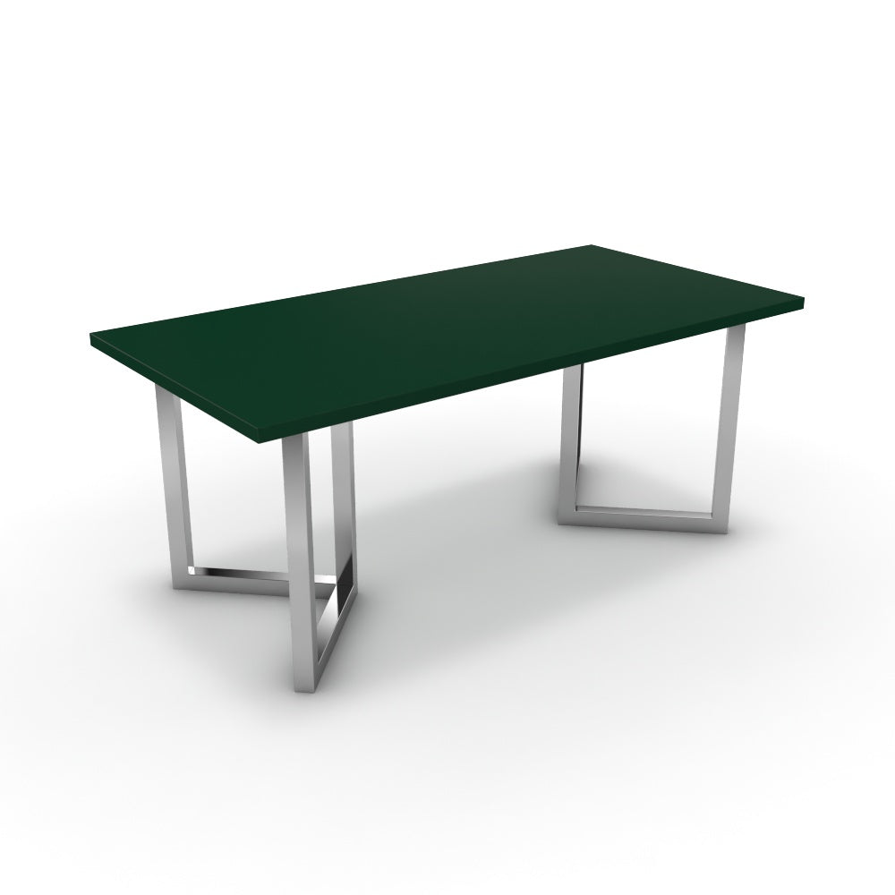 Étkezőasztal - Indra króm lábbal - Forest zöld, méret: 180x90