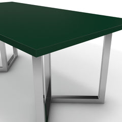 Étkezőasztal - Indra króm lábbal - Forest zöld, méret: 180x90