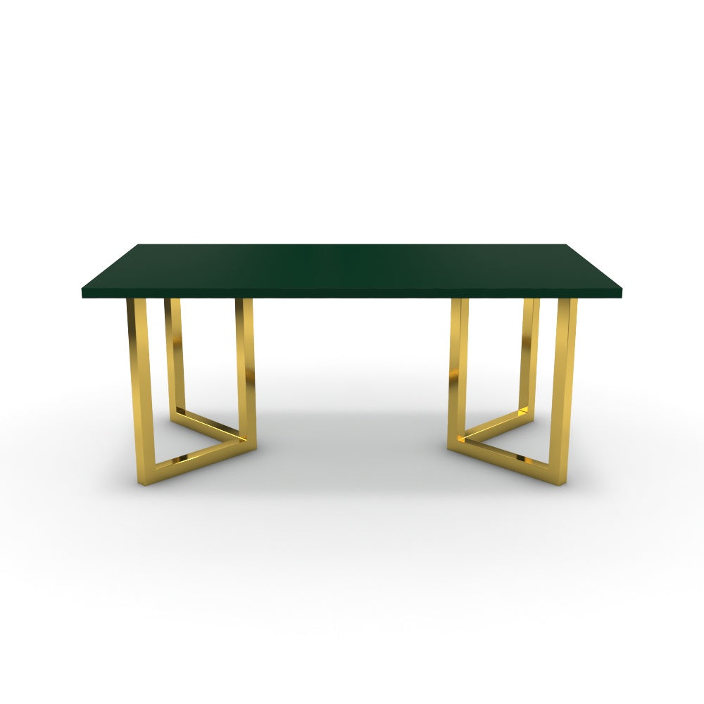 Étkezőasztal - Indra arany lábbal - Forest zöld, méret: 180x90