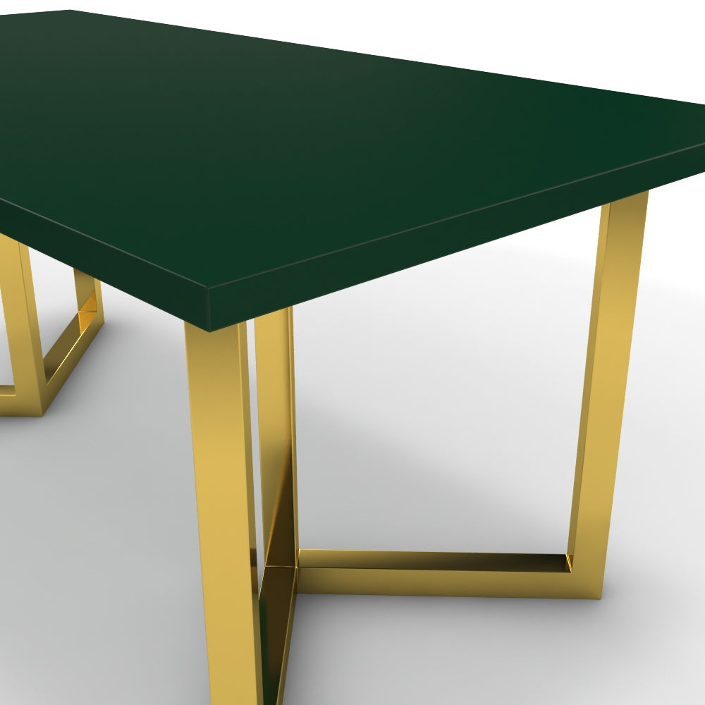 Étkezőasztal - Indra arany lábbal - Forest zöld, méret: 180x90
