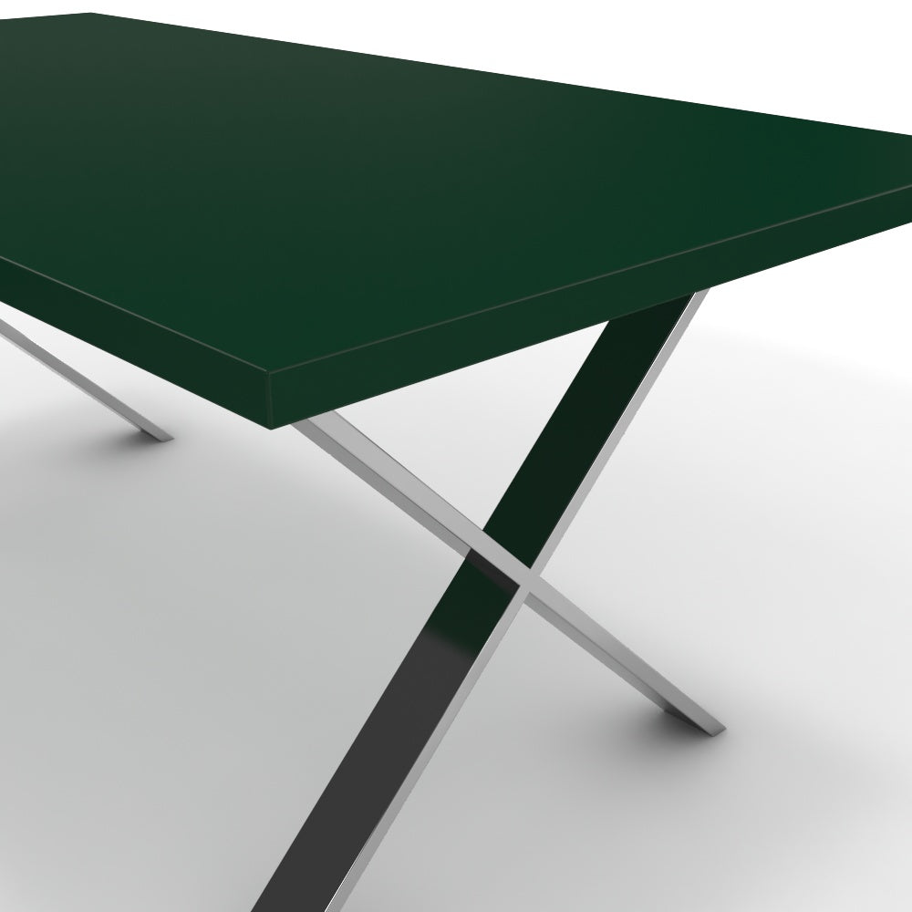 Étkezőasztal - Préma króm lábbal - Forest zöld, méret: 180x90