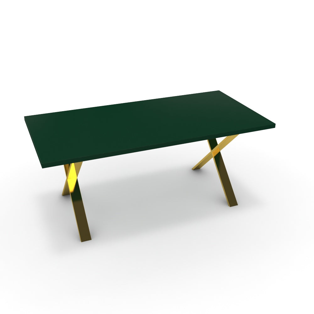 Étkezőasztal - Préma arany lábbal - Forest zöld, méret: 180x90