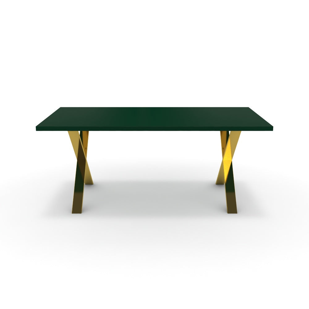 Étkezőasztal - Préma arany lábbal - Forest zöld, méret: 180x90