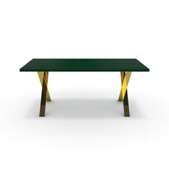 Étkezőasztal - Préma arany lábbal - Forest zöld, méret: 180x90