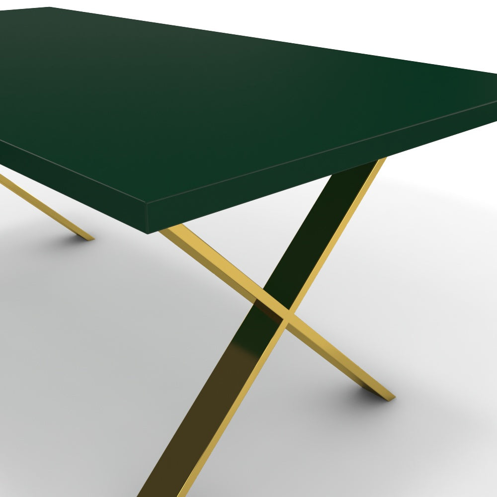 Étkezőasztal - Préma arany lábbal - Forest zöld, méret: 180x90