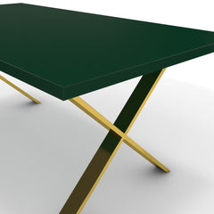 Étkezőasztal - Préma arany lábbal - Forest zöld, méret: 180x90