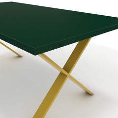 Étkezőasztal - Préma festett arany lábbal - Forest zöld, méret: 180x90