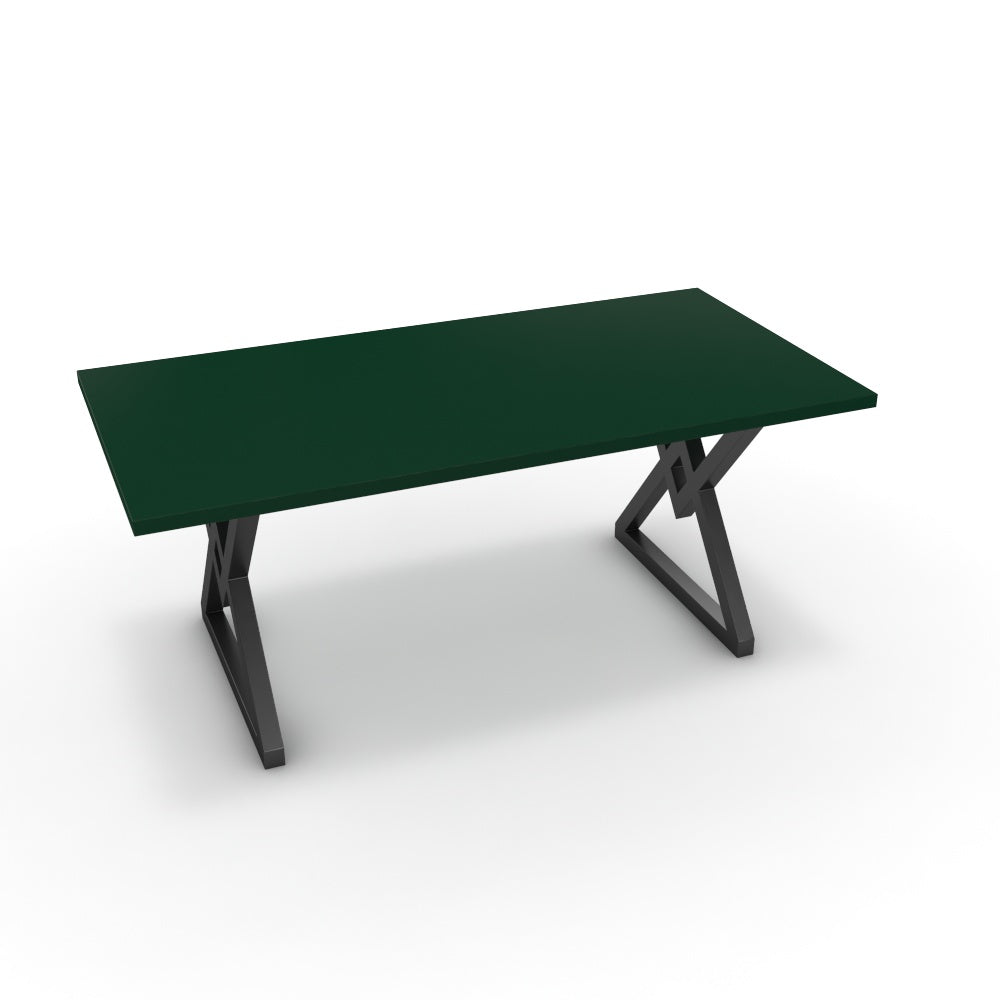 Étkezőasztal - Uttama fekete lábbal - Forest zöld, méret: 180x90